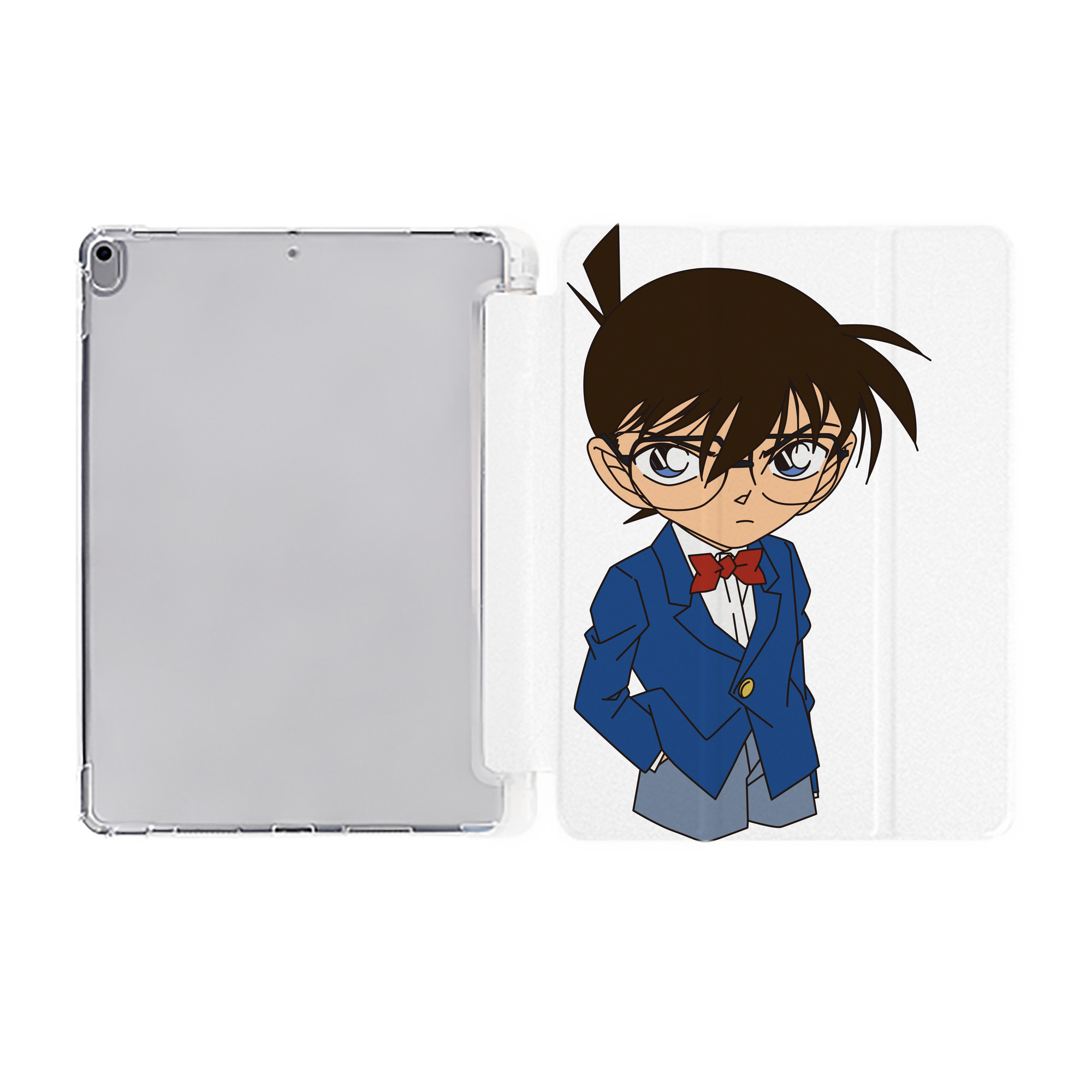 （画像用） 名探偵コナン 江戸川 コナン Detective Conan Conan Edogawa IPad ケース ペン収納付き 三つ折りスタンド PUレザー×シリコン 対応機種9.5/10.5/10.9インチ